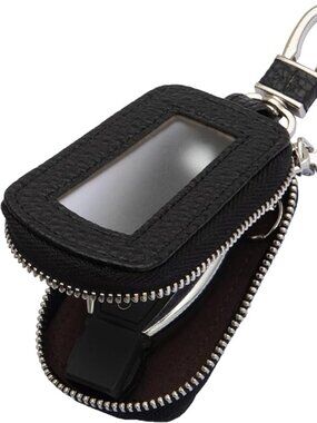Premium Leather Key Fob Case Universal Car Key Holder Black